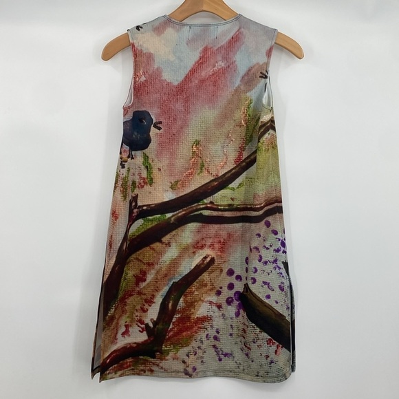 Le Galeriste Tweet Vest Cardigan Wearable Art Women Small Pink Purple Sleeveless - Picture 7 of 12